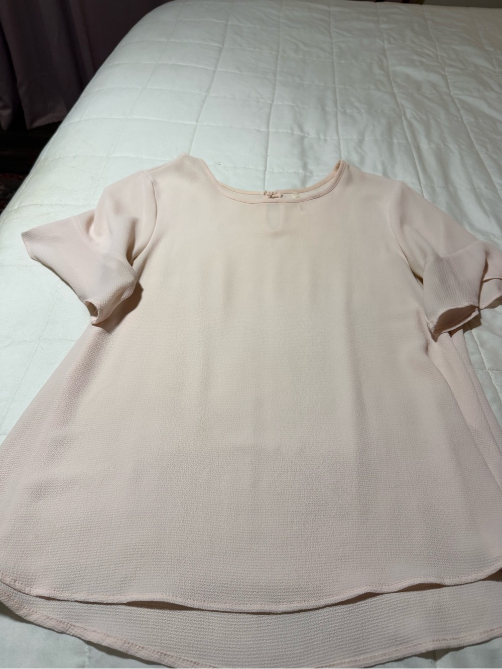 Light Blush Short-Sleeve Scoop Neck Blouse